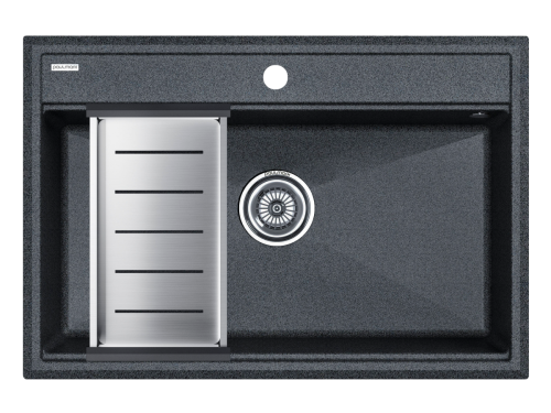 Кухонная мойка + коландер Paulmark PM117551-DG+A375-BS 75х50 цвет серый